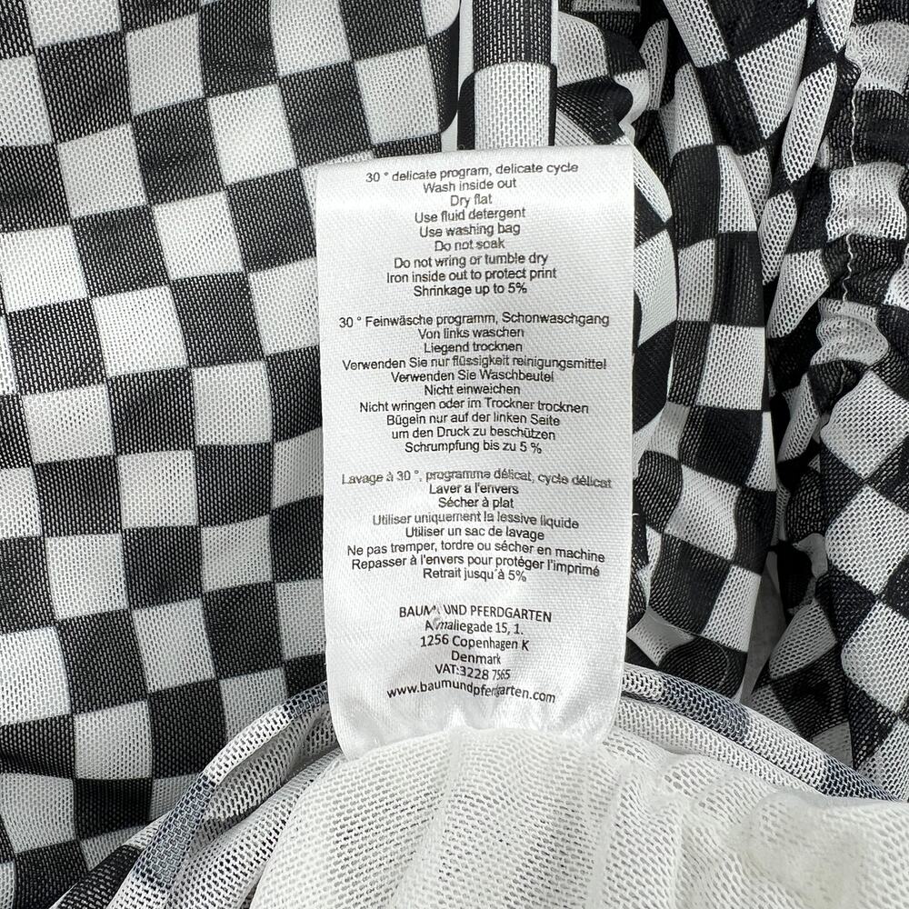 BAUM UND PFERDGARTEN Joselle Mesh Top Womens Medium Black White Check Stretch - Picture 14 of 16